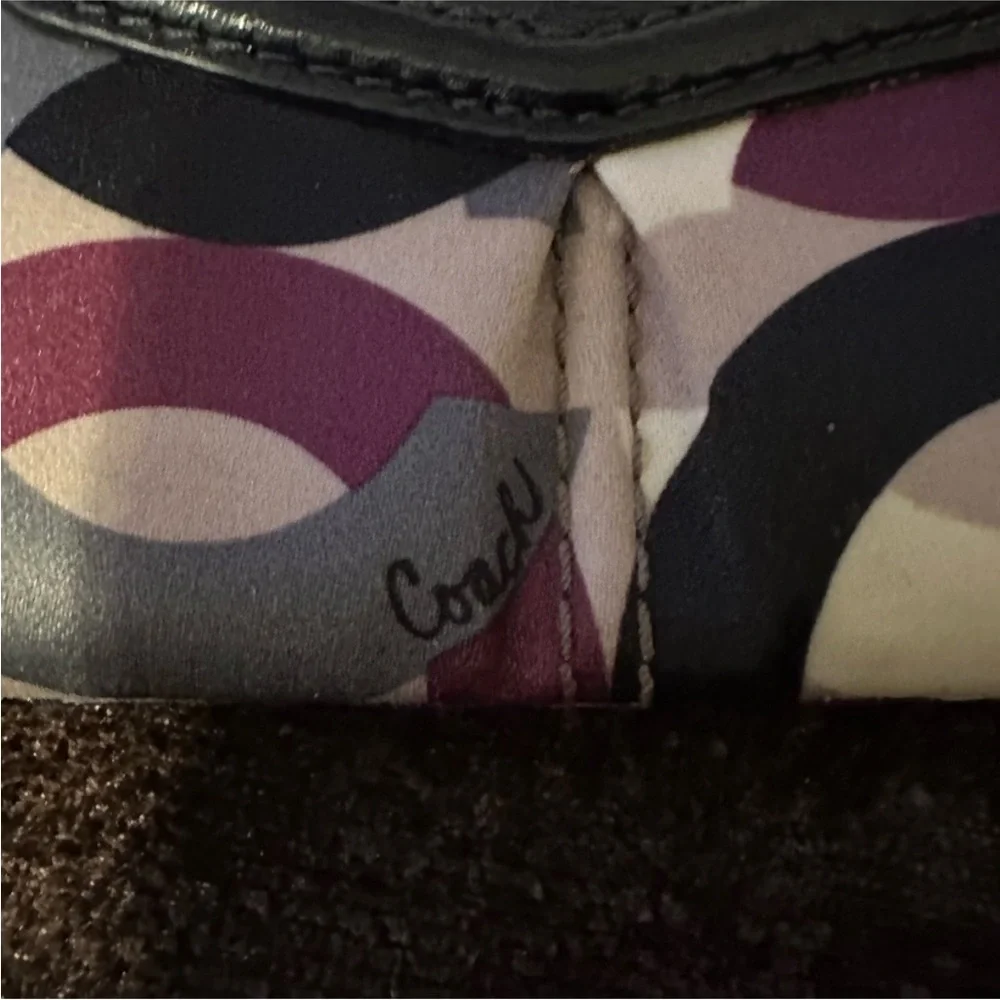 Coach Signature Logo Leather Fabric Coin Purse‎ NWOT